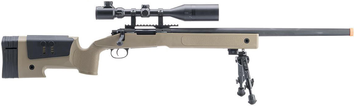 Cybergun FN Herstal Licensed SPR A5M High Power Airsoft Sniper Rifle, Desert Tan