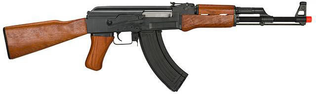CYMA Standard AK47 Full Metal Real Wood Blowback Airsoft AEG Rifle, Wood/Black