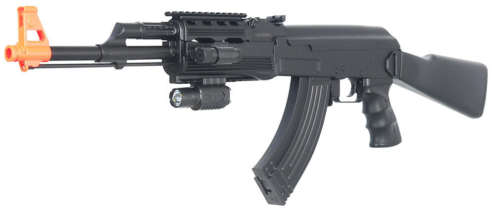 CYMA Tactical AK47 AEG Airsoft Rifle Package w/ Plastic Gear, Black