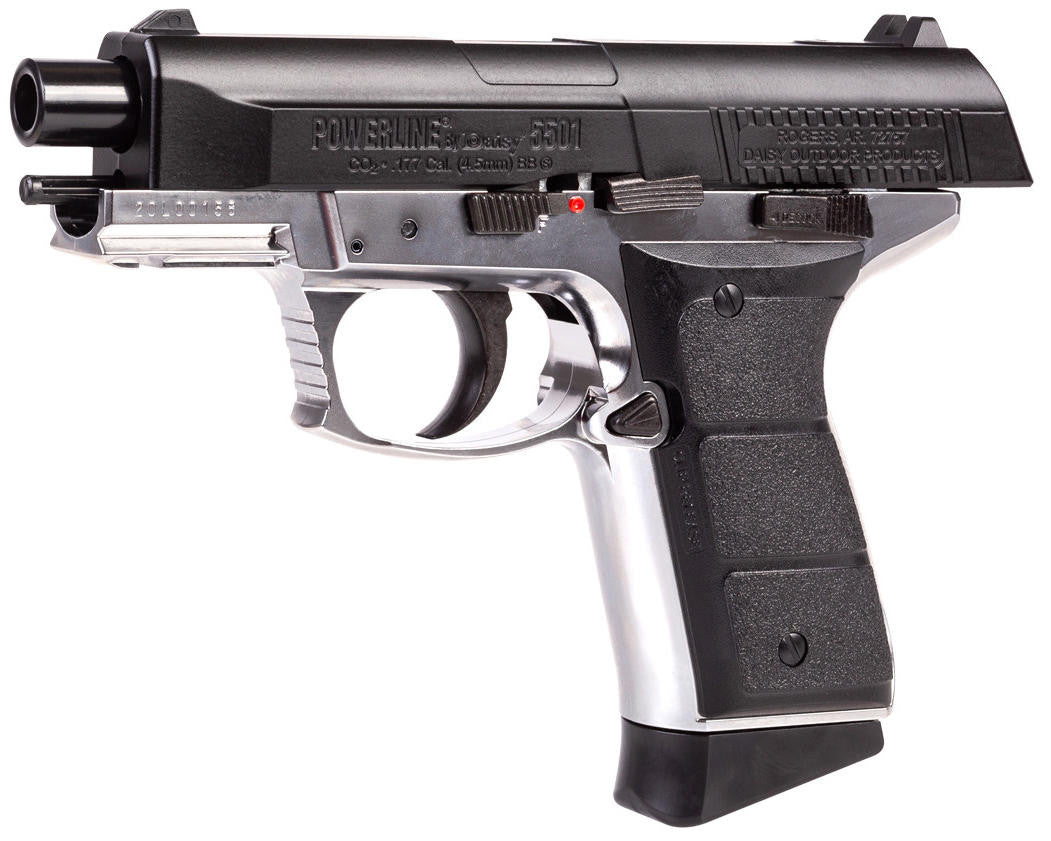 Daisy Powerline 5501 CO2 Powered 0.177 Cal Airgun, Silver/Black