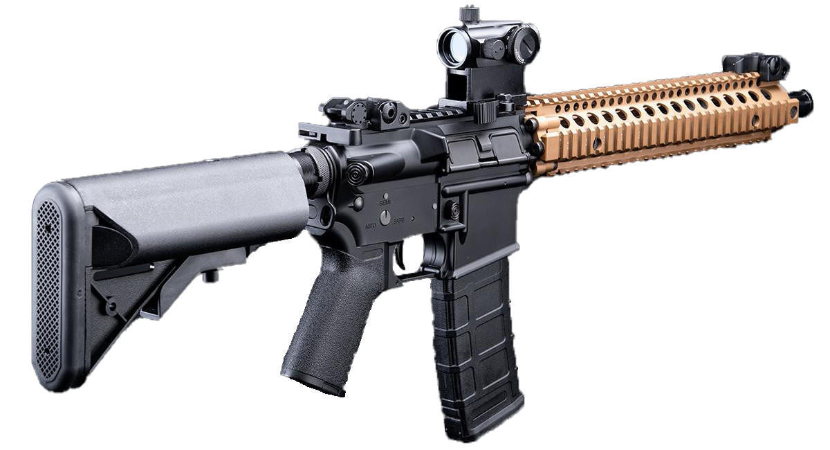 EMG Daniel Defense Licensed DDM4 Airsoft AEG Rifle w/ CYMA Platinum QBS Gearbox, DE/Black