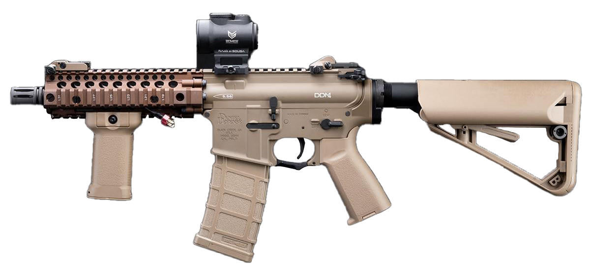 EMG Daniel Defense Licensed DDM4 Dagger RISII-7 B.R.S.S. Lite Airsoft AEG Rifle, Tan