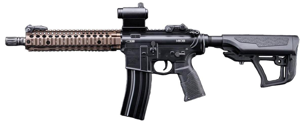 EMG / Daniel Defense Licensed DDMK18 Airsoft EBB AEG Rifle w/ S3 Electronic Trigger by ICS, Black/DE