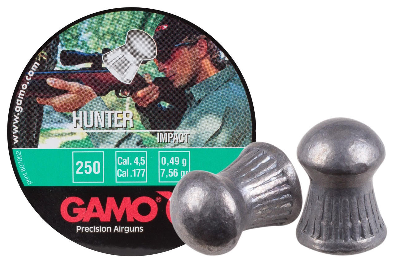 Gamo Hunter .177 Cal 7.56 Grains Domed Pellets, 250ct, Silver