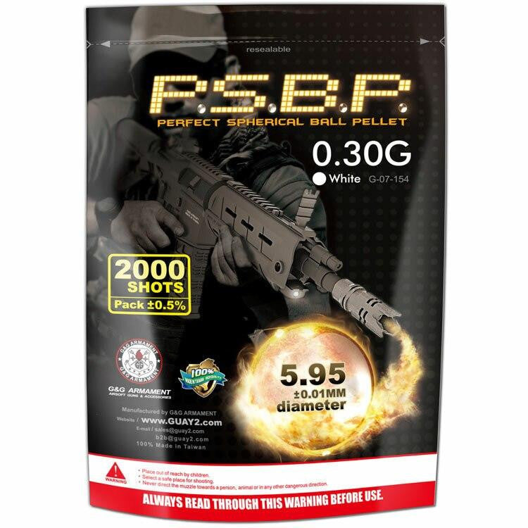 G&G Perfect Spherical BBs, 0.30g, 2000 Rounds, Gray