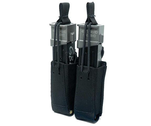 GBRS Group Double Pistol Magazine Pouch w/ Bungee Retention, Black