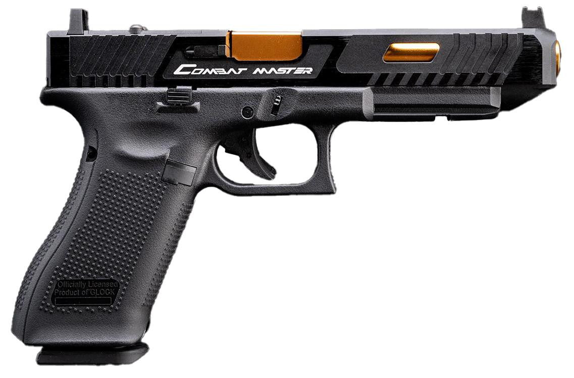 GLOCK 17 Gen.5 GBB Airsoft Pistol w/ EMG TTI Custom CNC G34 Combat Master Slide, Black