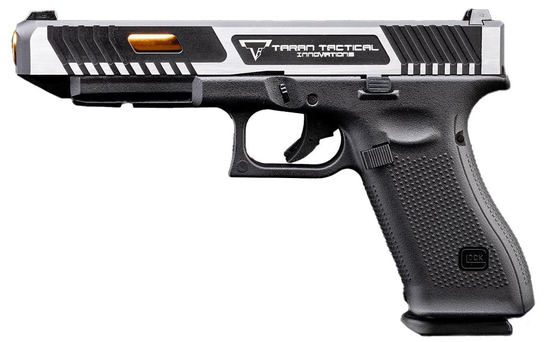 GLOCK 17 Gen.5 GBB Airsoft Pistol w/ EMG TTI Custom CNC G34 Combat Master Slide, Two-Tone