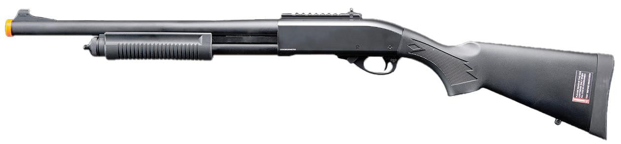 Golden Eagle M8870 3/6-Shot Pump Action CO2 Gas Airsoft Shotgun w/ Ghost Ring Iron Sights, Black