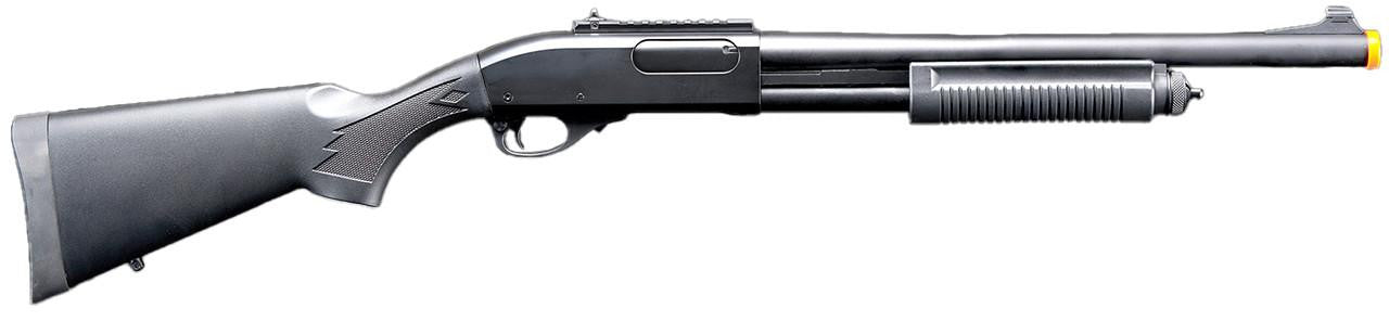 Golden Eagle M8870 3/6-Shot Pump Action CO2 Gas Airsoft Shotgun w/ Ghost Ring Iron Sights, Black