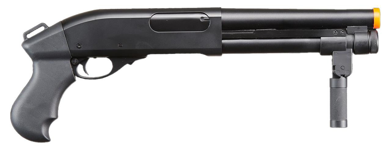 Golden Eagle M8876 3/6-Shot Pump Action Gas Airsoft Sawed-Off Shotgun w/ Forend Handle, Black