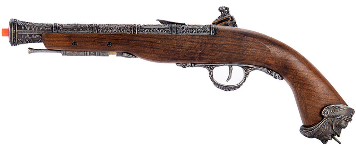 HFC Flintlock Pirate CO2 Airsoft Pistol, Silver/Wood