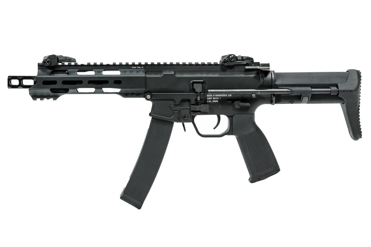 KWA QRF Series MOD 1 Pistol Caliber Carbine Airsoft Rifle, Black