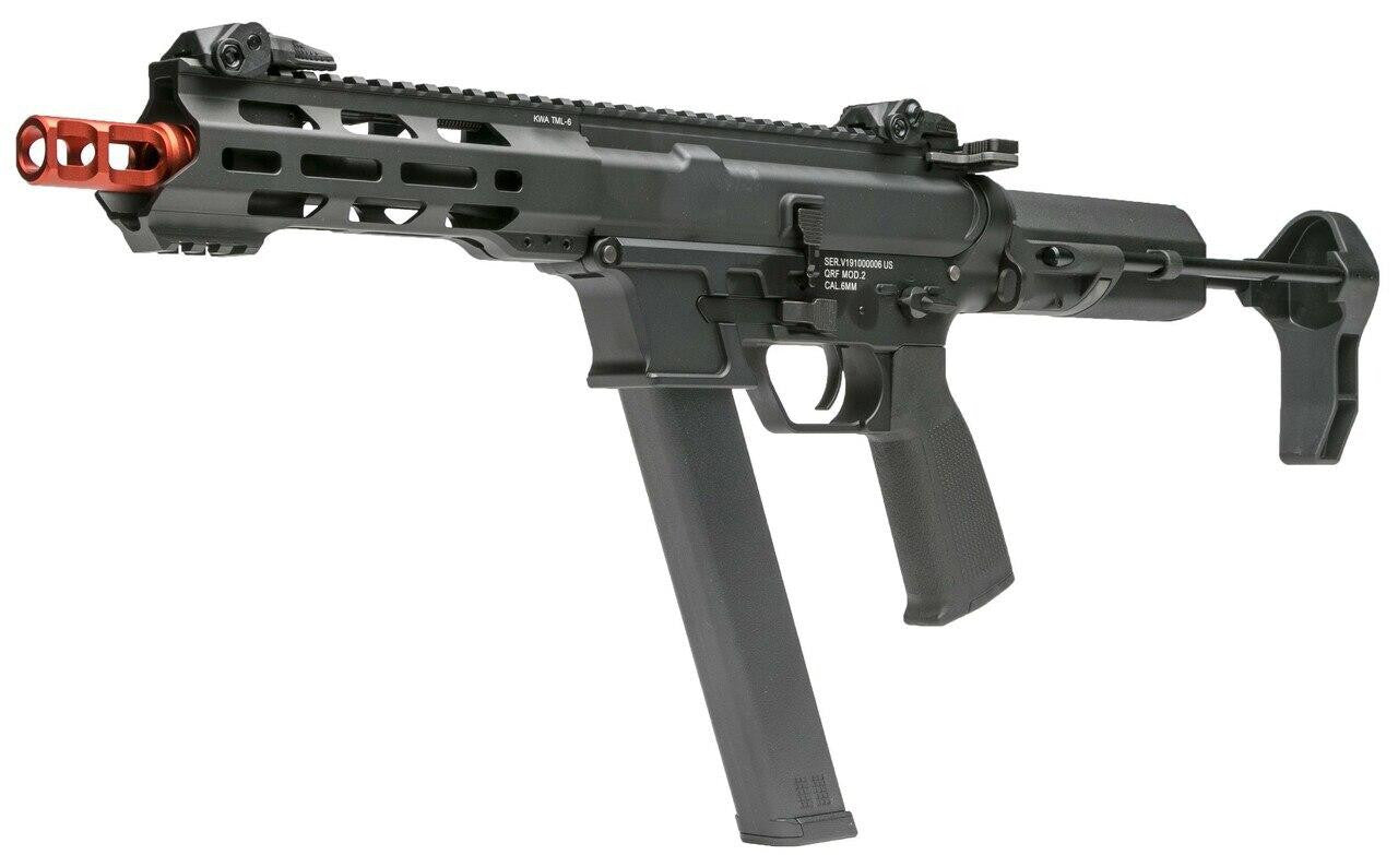 KWA QRF Series MOD 2 Pistol Caliber Carbine Airsoft Rifle, Black