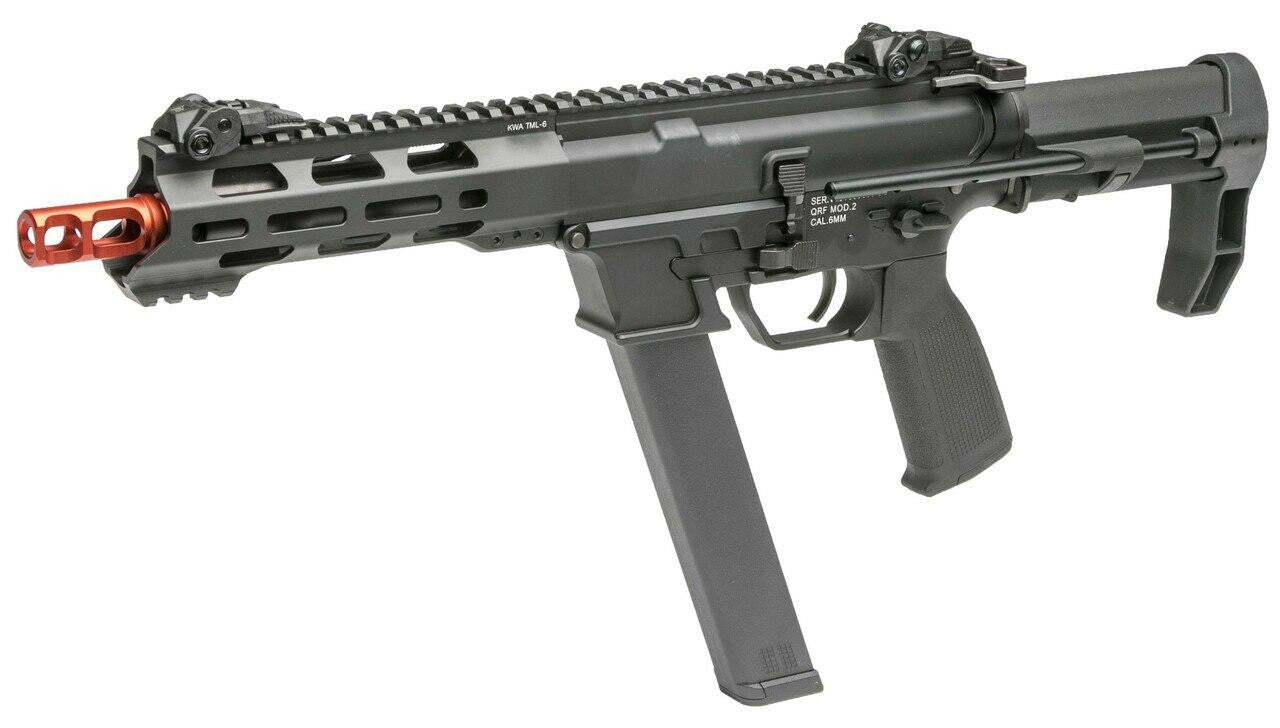 KWA QRF Series MOD 2 Pistol Caliber Carbine Airsoft Rifle, Black