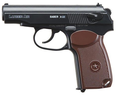 Lancer Air Saber XMK CO2 .177 Cal Airgun Pistol, Black/Brown