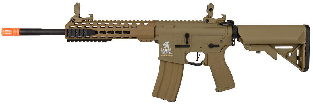 Lancer Tactical 10" Hybrid Keymod M4 Carbine Airsoft Rifle, Tan