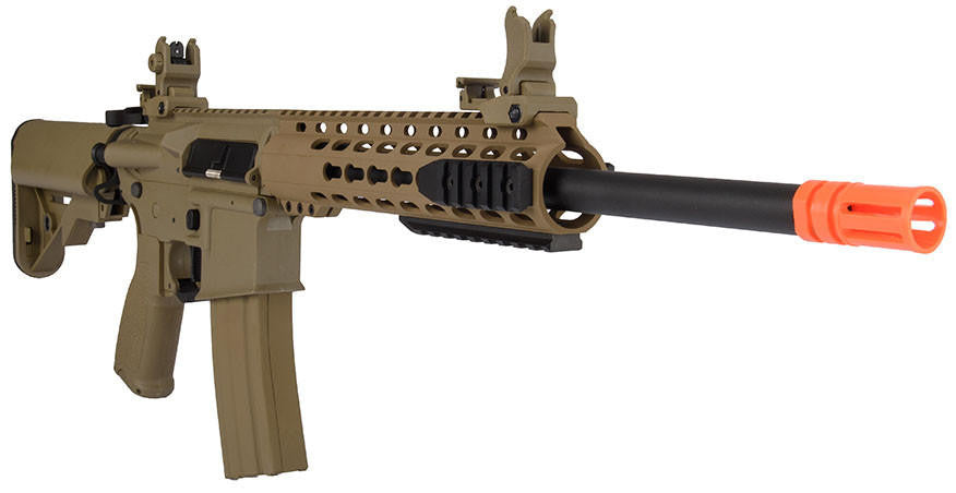 Lancer Tactical 10" Hybrid Keymod M4 Carbine Airsoft Rifle, Tan