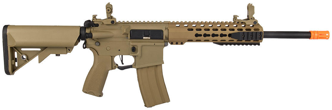 Lancer Tactical 10" Hybrid Keymod M4 Carbine Airsoft Rifle, Tan