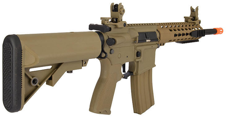 Lancer Tactical 10" Hybrid Keymod M4 Carbine Airsoft Rifle, Tan