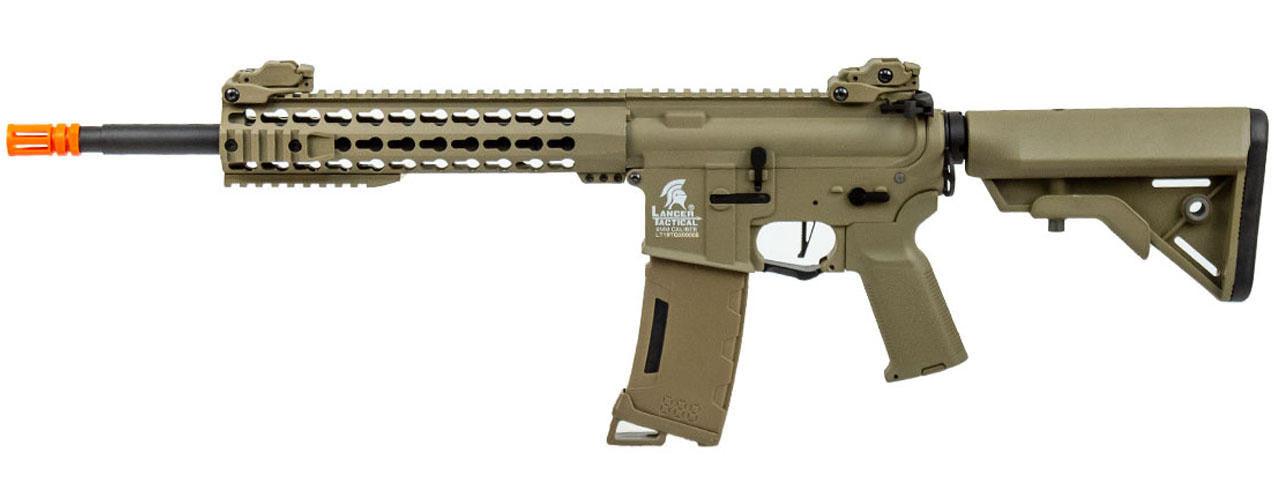Lancer Tactical 10" Keymod M4 Carine AEG Airsoft Rifle, Gen 3, Tan