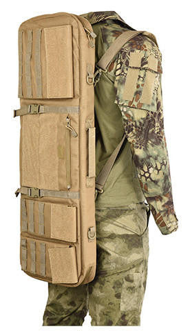 Lancer Tactical 1000D Nylon 3-Way Carry 35" Double Rifle Gun Bag, Khaki