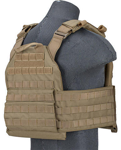 Lancer Tactical 1000D Nylon Buckle Up Assault Plate Carrier, Tan