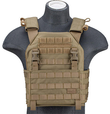 Lancer Tactical 1000D Nylon Buckle Up Assault Plate Carrier, Tan