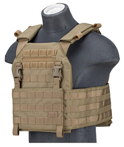 Lancer Tactical 1000D Nylon Buckle Up Assault Plate Carrier, Tan