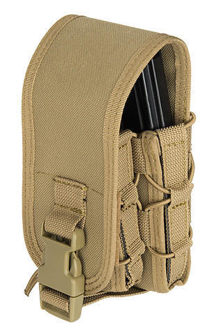Lancer Tactical 1000D Nylon QD Buckle Pistol/Rifle Mag Pouch, Tan