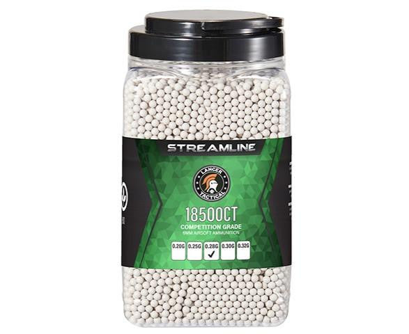 Lancer Tactical 18500 Round 0.28g Streamline Competition Grade Outdoor Airsoft BBs, White