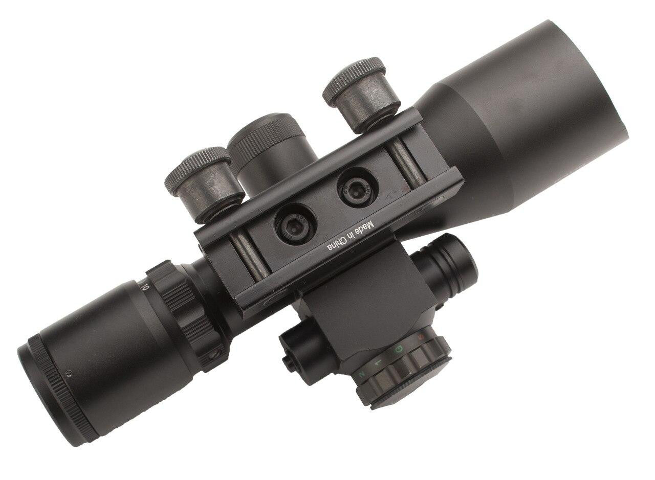 Lancer Tactical 2.5-10X Dual Color Illuminated Mil Dot Crosshair Scope w/ Red Laser