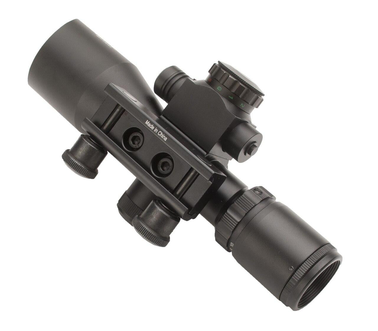 Lancer Tactical 2.5-10X Dual Color Illuminated Mil Dot Crosshair Scope w/ Red Laser