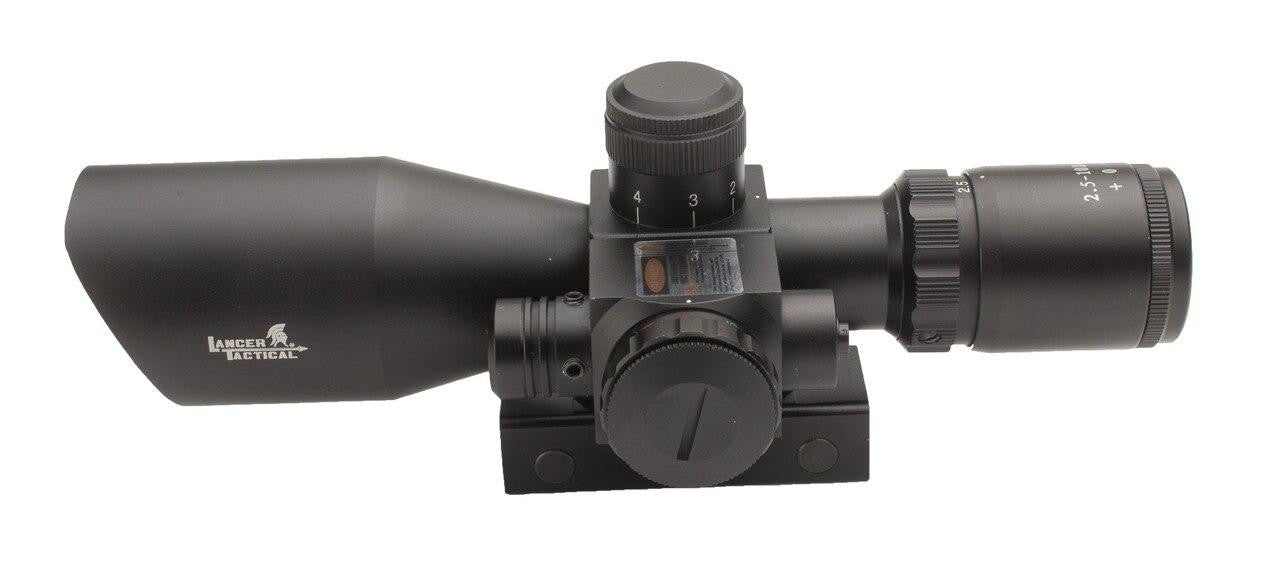 Lancer Tactical 2.5-10X Dual Color Illuminated Mil Dot Crosshair Scope w/ Red Laser