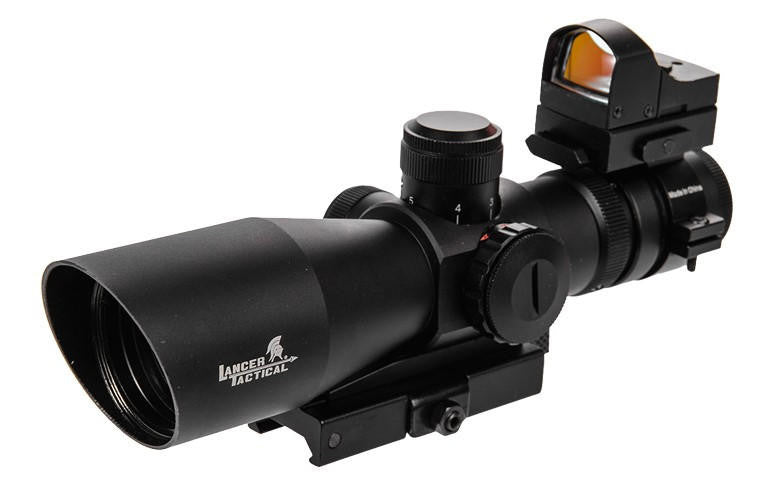 Lancer Tactical 3-9x42 Illuminated Scope w/ Backup Red Dot Sight