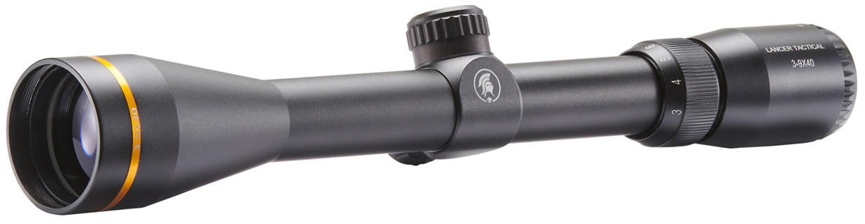 Lancer Tactical 3-9x40 Scope with Gold Ring and Mount, Black