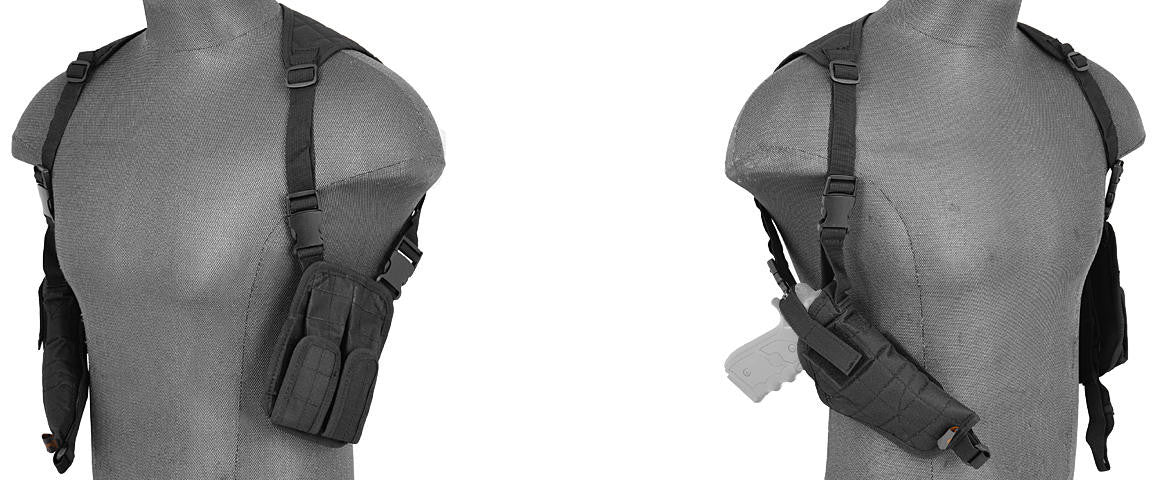 Lancer Tactical 349BN Nylon Vertical Shoulder Holster, Black