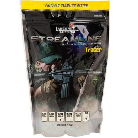 Lancer Tactical 3570 Round Bio 0.28g Streamline Competition Grade Outdoor Tracer Airsoft BBs, Green
