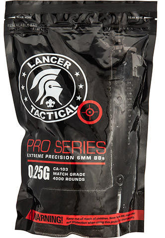 Lancer Tactical 4000 Round 0.25g Seamless Airsoft BBs, White