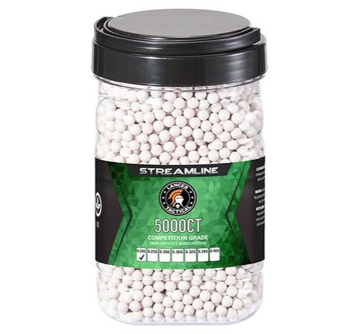 Lancer Tactical 5000 Round 0.20g Streamline Competition Grade Outdoor Airsoft BBs, White