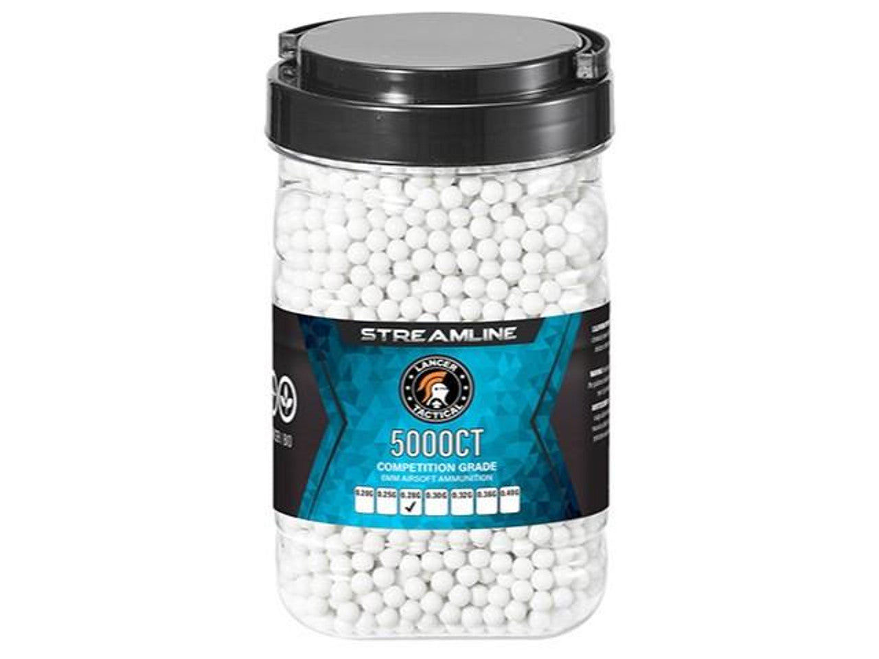 Lancer Tactical 5000 Round 0.28g Streamline Competition Grade Outdoor Tracer Airsoft BBs, Green