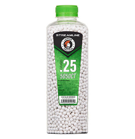 Lancer Tactical 5050 Round 0.25g Streamline Airsoft Bio BB Bottle, White