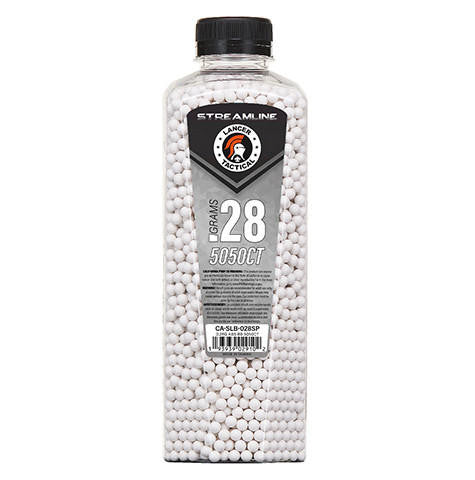 Lancer Tactical 5050 Round 0.28g Streamline Airsoft BB Bottle, White