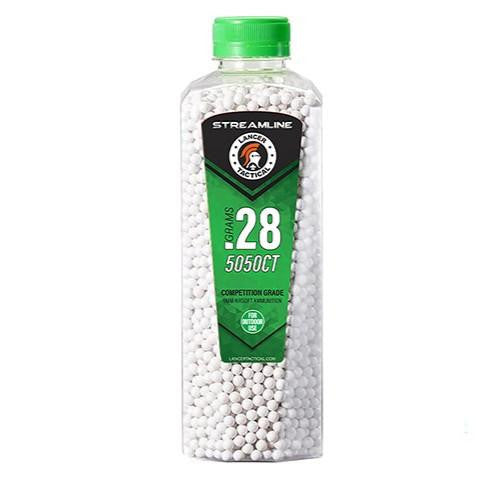 Lancer Tactical 5050 Round 0.28g Streamline Competition Grade Outdoor Airsoft BB Bottle, White