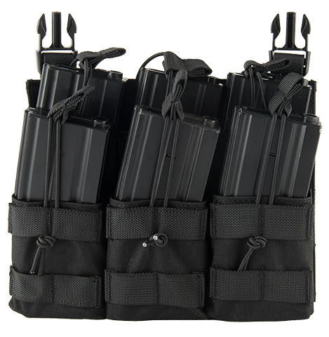 Lancer Tactical Adaptive Hook And Loop Triple Dual Mag Pouch, Black