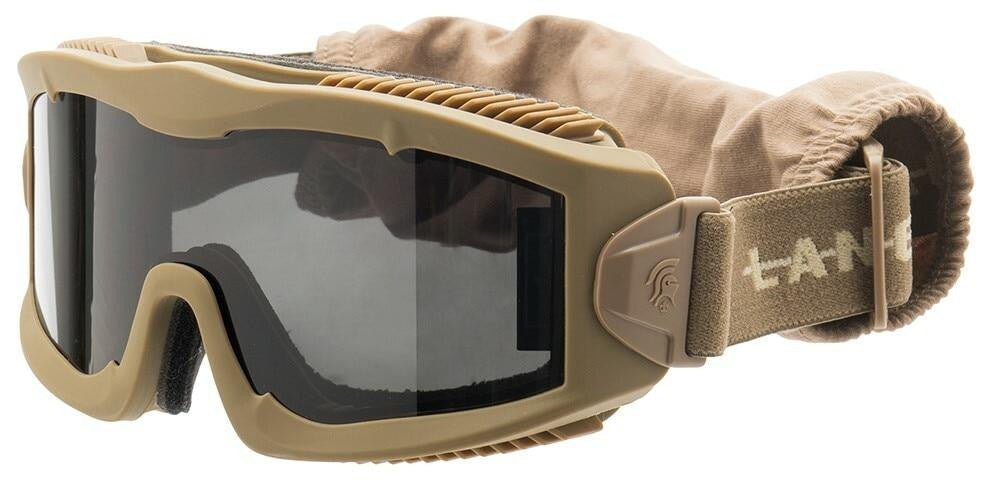 Lancer Tactical AERO Series Dual Pane Airsoft Goggles, Tan w/ Smoked Lens