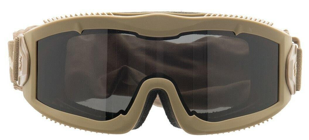 Lancer Tactical AERO Series Dual Pane Airsoft Goggles, Tan w/ Smoked Lens