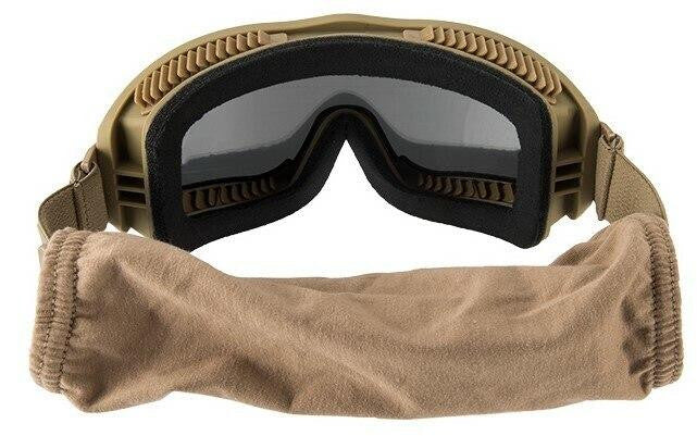 Lancer Tactical AERO Series Dual Pane Airsoft Goggles, Tan w/ Smoked Lens