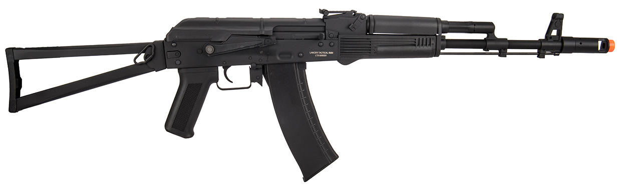 Lancer Tactical AK-74M AEG Airsoft Rifle, Skeleton Foldable Stock, Black