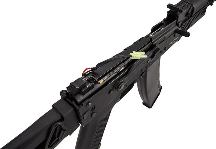 Lancer Tactical AK-74M AEG Airsoft Rifle, Skeleton Foldable Stock, Black